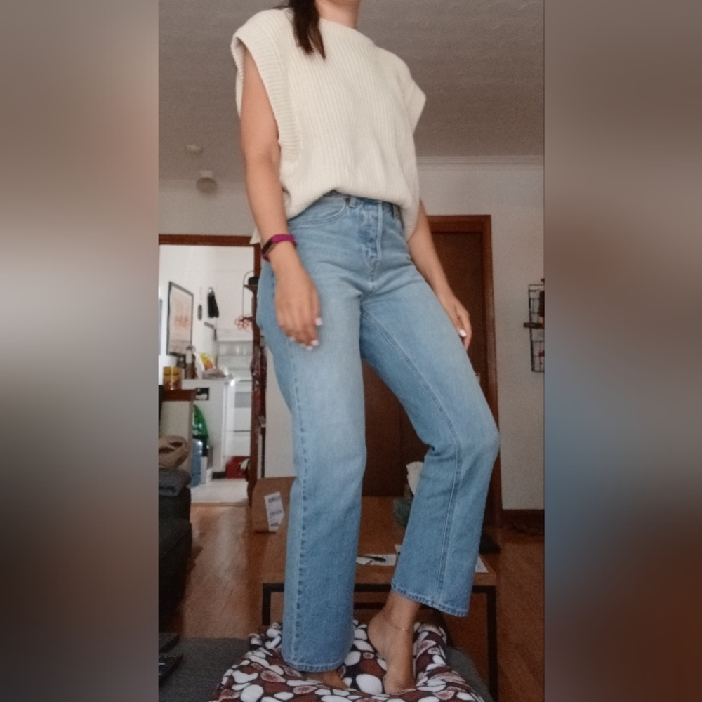 H&M Straight High Ankle Jeans in 'Light Denim Blue', Size 6 - Picture 11 of 12